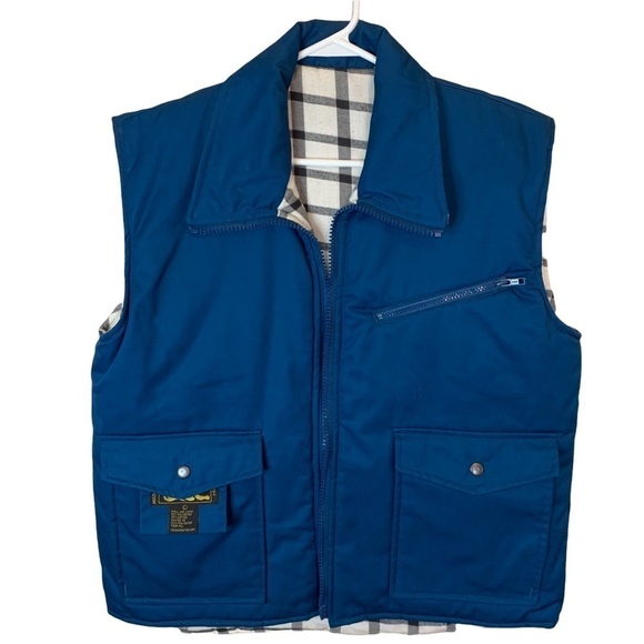 Branded Lion Blue Buffalo Plaid Vest Mens Large Outdoors Fishing - Picture 1 of 7